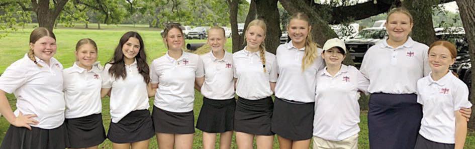 Girls GOLF team members were (from left) Emma McCourt, 5th grade team; Brylee Stoever, 6th grade team; Elly Wotipka, 8th grade team; Annaston Kutac and Briley Hartensteiner, 7th grade team; Brynn Bubela, Brynlee Berger, Kaylee Berger and Zoey Krenek, 8th grade team; and Rowan Heinrich, 5th grade team.