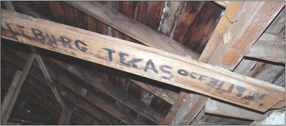 Writing on the rafters includes the date Oct. 31,1914.