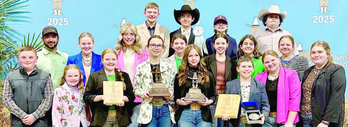 Fayette County 4-H’ers participating in the Houston Livestock Show Livestock Judging Contest were (front row, from left) Abraham McBride, Abigale McBride, Kaisley Janecka, Tatum Fritsch, Addison Berckenhoff, Hudson Holub, Brealey Nieto, Rheagan Karisch, (middle row) coach JoJo Carrales, Julia Melton, Hailey Janish, Laramie Laake, Alexis Berckenhoff, Adalyn Carrales, Kinley Kutac, (back row) Holden Holub, Dylan Zweschper, Tate Fritsch and Rilan Karisch.