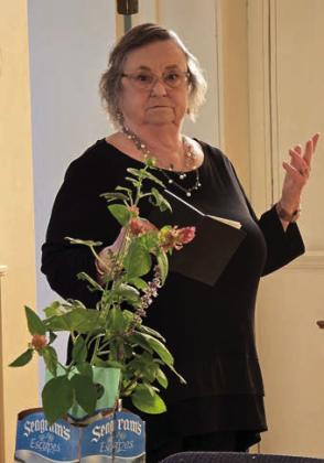 Three members who brought specimens from their gardens and spoke during the “Gardening Wisdom From Our Members” program were (from left) Carolyn Neely, Jan Ripper and Nova Stonecipher.
