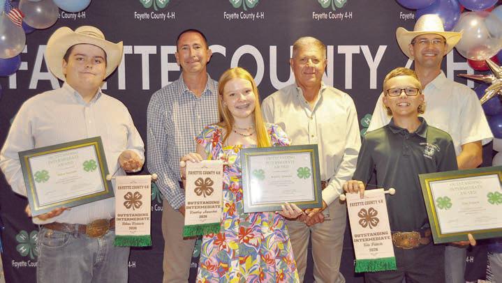 Outstanding Intermediates – (front row, from left) Rilan Karisch, Kaisley Janecka and Tate Fritsch. Presenters (back row, from left) Commissioners Jason McBroom, Harvey Berckenhoff and Clint Sternadel.