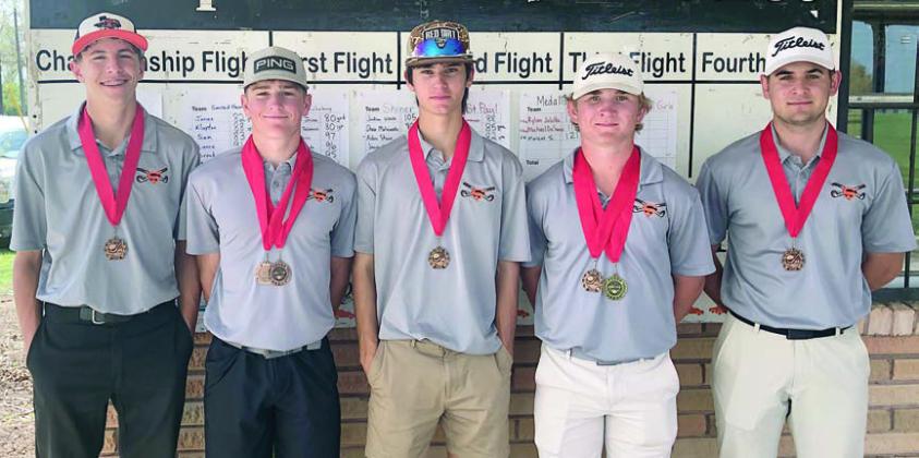 Making up the Shorthorn team that placed third in both the St. Paul tournament last week and the Sacred Heart tournament this week were: (from left) Van Prihoda, Reid Janda, Brant Redman, Brycen Schramek, and Jackson Faith.