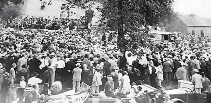 Thousands of people flocked to Schulenburg to take part in festivities surrounding the groundbreaking for a new Carnation Milk Products plant in 1929.
