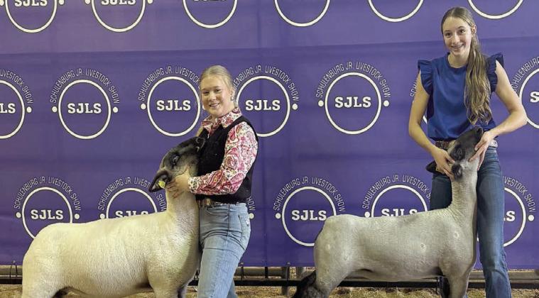 Lamb – grand champion Kimber Bartosch (right) and reserve champion Haley Schramek (left).
