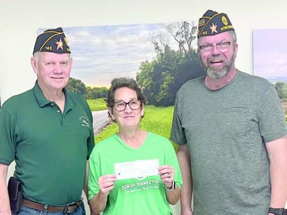 Donation – Senior Connections is so thankful to Schulenburg American Legion, McBride Post 143, for its generous donation of $1,000. Shown are (from left) Jim Brown, Post 143 donation chairman; Stephanie Shroyer, Senior Connections program director; and Rick Todd, Post 143 treasurer.
