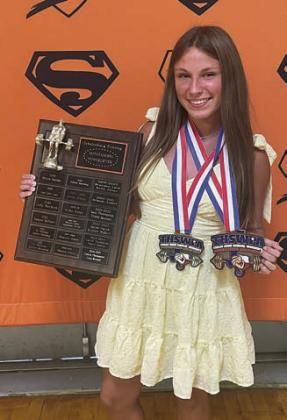 POWERLIFTING – Ellie Hammack, Outstanding Powerlifter Award. Sticker Photo By Darrell Vyvjala