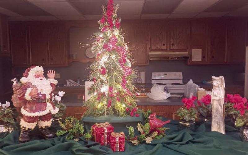 The centerpiece was merry and bright at the Garden Club Christmas party.