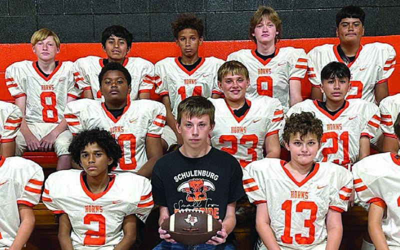 Front, from left: Carson Goodlander, Ashton Medrano, manager Connor Machicek, Hunter Herzik, and Davin Harris. Middle, from left: Jared Melchor, Omari Johnson, Drayden Chudej, Dillon Gomez, and Juan Rodriguez. Back, from left: Layne Dees, Josue Garcia, Tremon Glover, Cannon Lloyd, and Marco Mandujano. Not shown: Crockett Guenther, Sean Rogers, Jesse Hooker, and Trenton Castillo.