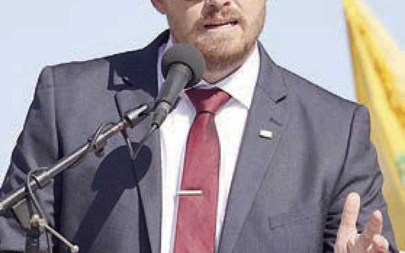 Guest speaker at the Praha Veterans Day ceremonies was Army Veteran Captain Josh Homan.