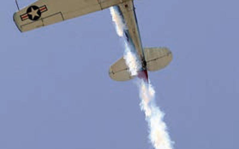 T6 aircraft was part of the flyover by the Commemorative Air Force.