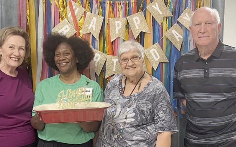 August birthday celebrants included (from left) Sharon Rodriguez, Darlene Williams, Cynthia Meyer and Gerald Wooten.