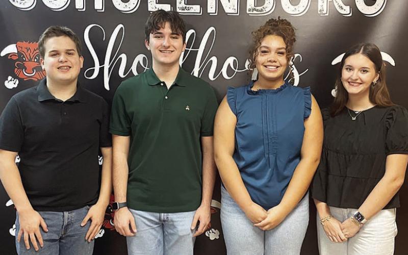 Representing Schulenburg High School in the University Interscholastic League’s Congress competition were: (from left) Chris Hromadka, Nick Rorschach, Arianna Vincent, and Molly Rorschach. Sticker Photo By Darrell Vyvjala