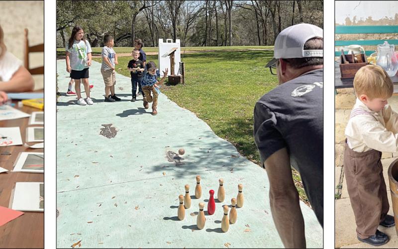 Among the activities planned for Spring Break on the Bluff at Kreische Brewery and Monument Hill State Historic Sites are (left photo) young visitors can get creative with hands-on crafts; (center photo) on Wednesday, March 11, guests can try their hand at historic games and pastimes; and (right photo) the popular ice cream social on Friday, March 13 allows visitors to make batches of homemade ice cream.