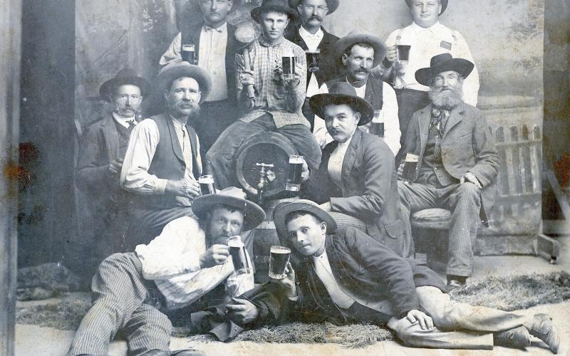 Eleven friends from Schulenburg area posed around a keg of beer, circa 1900. They are identified as John Nordhausen, Alfred Wolters, Bill Voelkel, Henry Skarke, “Old” Kleiber, Christian Gabler, “Old” Miksch, Emil Schultz Sr., Stanislav Becvar, Franz Rabel and Huebner (a shoemaker). Photo Courtesy of Fayette Heritage Museum &amp; Archives
