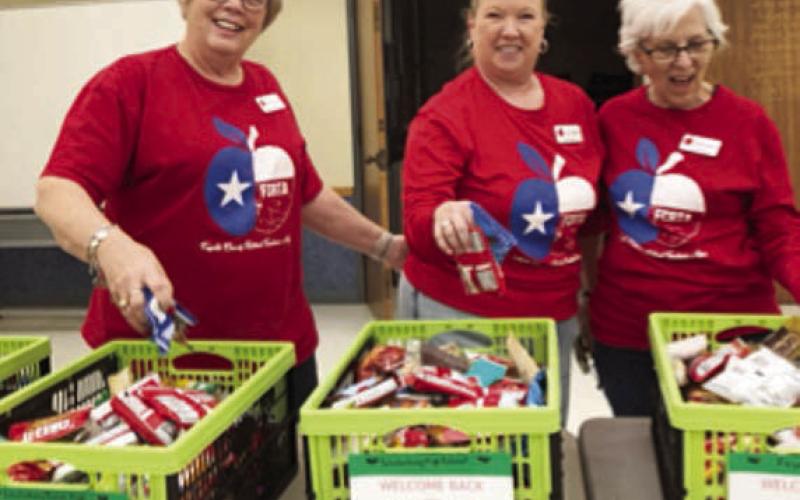 Goodie baskets for educators were prepared by members, including Terri Wagner, Lisa Slinkard and Carolyn McCrory.