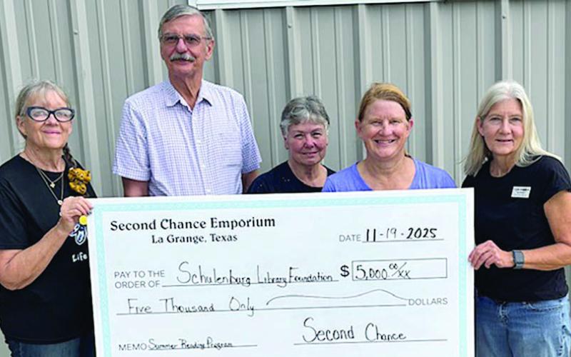 Second Chance donates to Schulenburg Library Foundation