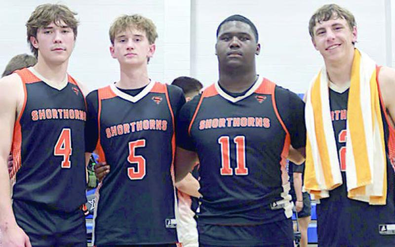 Four seniors played their final basketball game for the Shorthorns: (from left) Jayse Janda, Jamison Bennett, Tavondrick Ellison, and Van Prihoda. Photo By Ricky Toro