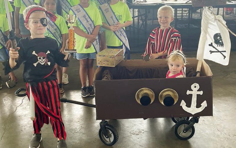 First Place – “The Brown Pearl Pirate Ship” - Henry, Waylon, and Jaycee Kay Neskora. Sticker Photo By Darrell Vyvjala