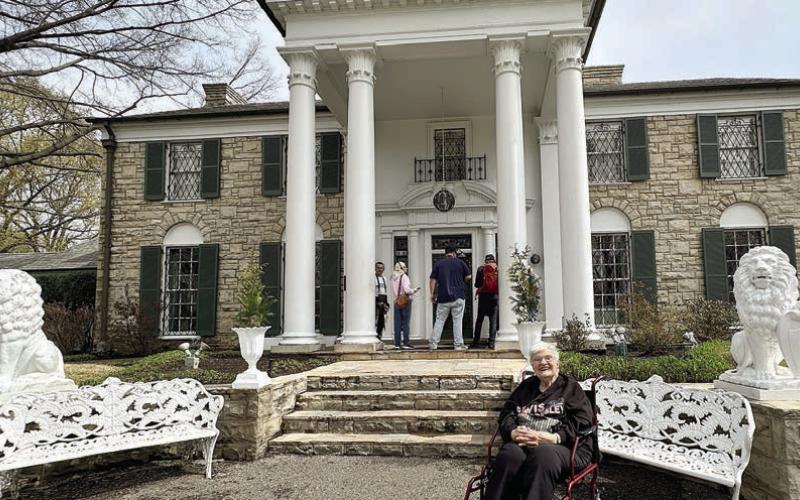 Cynthia Meyer (foreground), precious member and an avid Elvis fan, recently had the adventure of her life. Tory Farley, program director for Arts for Rural Texas, took her to Graceland to fulfill a dream of hers! Everyone can’t wait to see all the pictures.