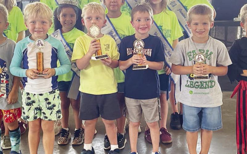 4- &amp; 5-year-olds – (front, from left) Kolsen Venghaus, first place; Kudson Dittert, second place; Luke Hudec, third place; Ian Janecka, fourth place; Cameron Oncken, fifth place; and Henry Neskora, sixth place. Sticker Photo By Darrell Vyvjala