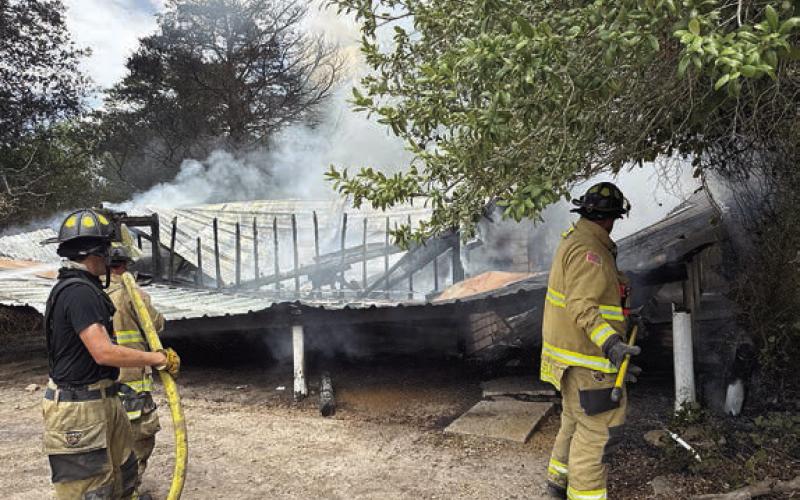 A structure fire on Luther Hill Road was extinguished by the La Grange and Round Top-Warrenton VFDs on Saturday, Aug. 16 Photo Courtesy of Fayette County Sheriff’s Office
