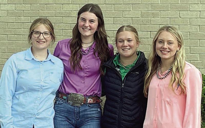 Livestock Judging Team – (from left) Kyrroll Prihoda, Madyson Holub, Haley Schramek, and Keeley Warnken. The team won second place in area, Prihoda was third-place high point individual, and Schramek was eighth-place high point individual.