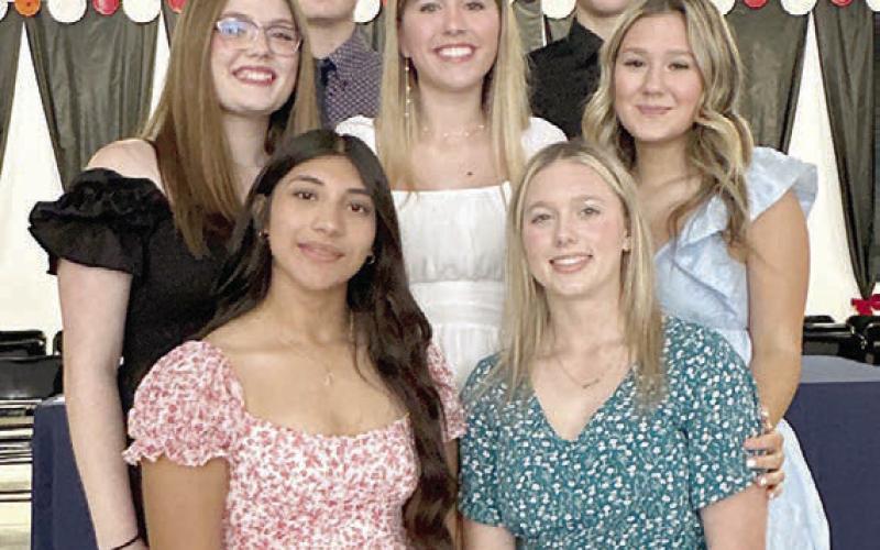 NEW OFFICERS – (front row, from left) Ruby Rodriguez, Avery Helms, (middle row) Haylee Norman, Chayse Deagen, Claire Oeding, (back row) Adam Thompson and Adin Beyer.