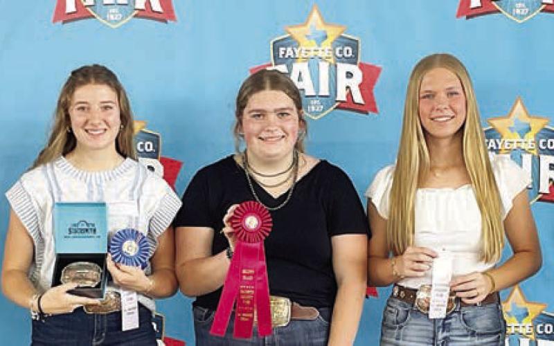 Overall High Point Seniors – (from left) Kylee Hoffmann, Teen Miss Lone Star State agHERculture; Reagan Williams, first place winner; Rheagan Karisch, second place winner; Madison Markwardt, third place winner; and Darryl Joost, representing sponsor Joost Ag Partners.