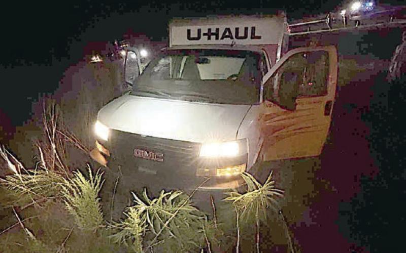 Shown above is the moving van involved in the incident early Saturday morning.