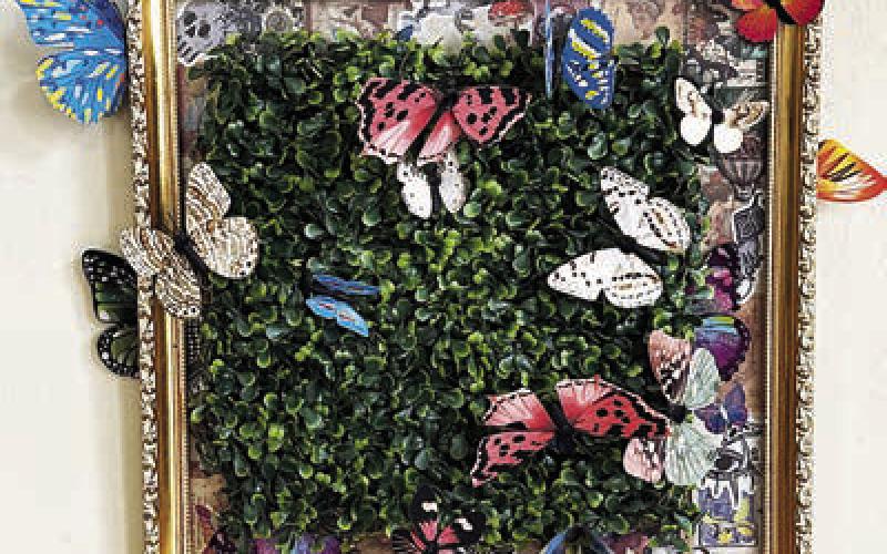 7x7 mixed media by Christina Rollinson – Butterfly Garden