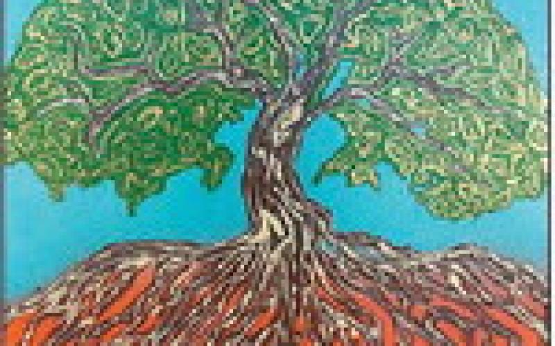 5x7 mixed media by Charlene Tobola – Large Oak Tree