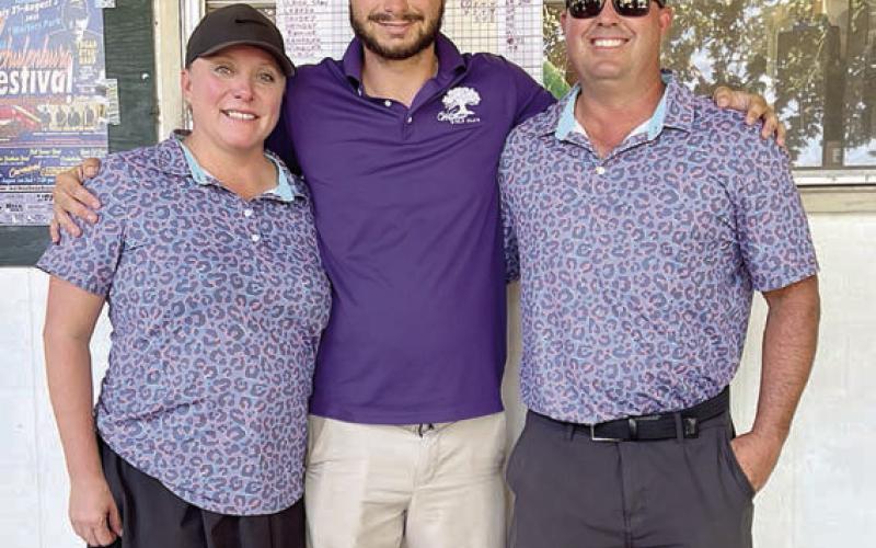 Second Flight, 2nd Place (7 under par / 65) – (from left) Jamie Montgomery, Chase Gindler, and Andy Montgomery. Not shown: John Bell.