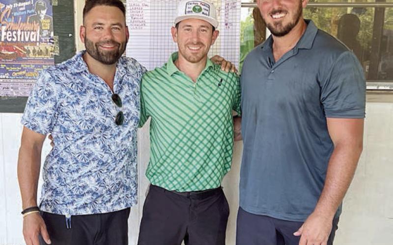 Third Flight, 1st Place (4 under par / 68) – (from left) Shay Ulrich, Chris Kaminski, and Wade Konvicka. Not shown: Beau Daniels.