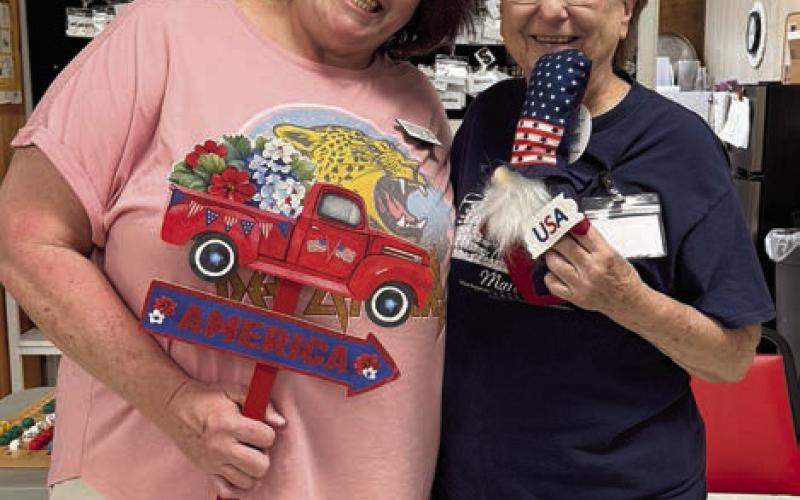 The lucky winn er of some great blackout bingo prizes was Mary Guenther (right), shown with Deannie Crim (left), who called the bingo game along with Reigan Schultz from Schulenburg Family Fitness Center.