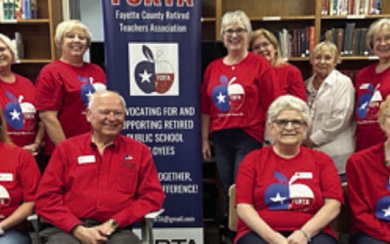 Att ending the Fayette County Retired Teachers Association meeting on Oct. 13 were (front row, from left) Marge Shofner, Lisa Slinkard, Joe Ramirez, Joan Miertschin, Karen Fitch, Kim Joost, (back row)Mary K. Seifert, Kathleen Svatek, Sandra Holub, Theresa Wagner, Peggy Halamicek, Esther Hartman, Patty Reid, Chris Morrison, Carolyn West, Donna Burton, Rick West and (not shown) Marceil Prestridge.