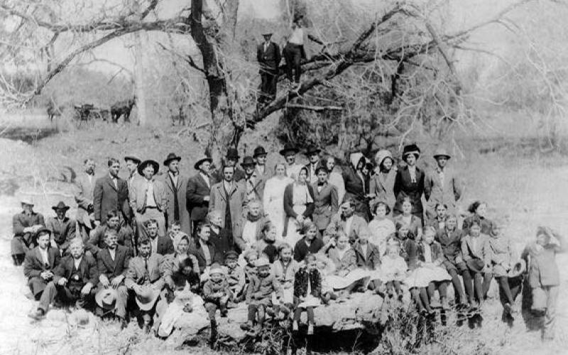 This photo of an Osag e Camp Meeting on March 15, 1912 is just one of numerous historical photos in A Good Place to Rest: A History of the Osage Community Cemetery and Early Harvey’s Creek Settlers, first printed in 2018 as a fundraiser for the cemetery association.