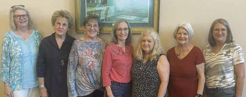 Fayette County CHS officers for 2025 are (from left) directors Cathleen Noska, Adrienne Kobza and Carolyn Heinsohn; secretary/director Marilyn Cernoch; treasurer Judy Beck; president Betty Danner; and director Vera Wehring. Vice president/historian Phyllis Teykl and director Barbara Eilert were unable to attend