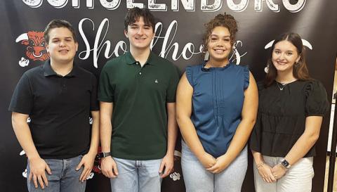 Representing Schulenburg High School in the University Interscholastic League’s Congress competition were: (from left) Chris Hromadka, Nick Rorschach, Arianna Vincent, and Molly Rorschach. Sticker Photo By Darrell Vyvjala