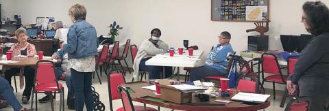 “Healthy Eating,” a four-part series, is being presented at Navidad Valley Community Connections by Sally Garrett and Jennifer Boening, Texas AgriLife Extension Center staff. They are shown during the first session held on Monday, Jan. 10.