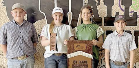Champion Intermediate Team – (from left) Abraham McBride, Kaisley Janecka, Adalyn Carrales and Crockett Guenther.
