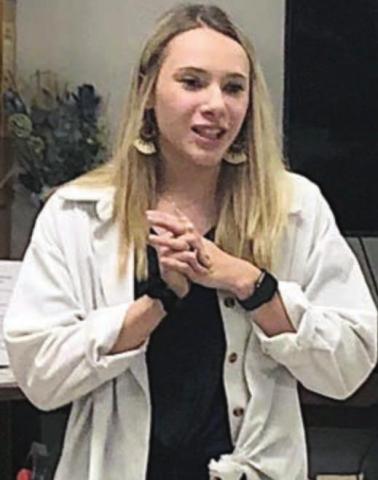 GUEST SPEAKER – Emily Garza, the new executive director of the Flatonia Chamber of Commerce, gave a presentation at NVCC on Monday, March 14.