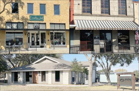 Businesses helped by funding from the EDC include Country Oak Boutique (top, left) and Packard Law Center (top, right) on North Main Street as well as Andre Eye & Optical at the corner of College Street and East Avenue. Sticker Photos By Darrell Vyvjala