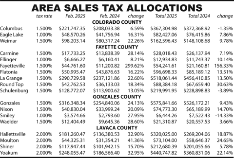 Area Sales Tax Allocations