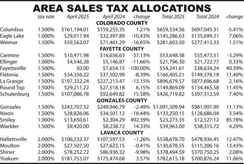 Area Sales Tax Allocations