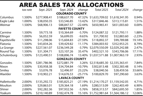 Area Sales Tax Allocations