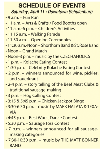 Sausagefest Schedule of Events