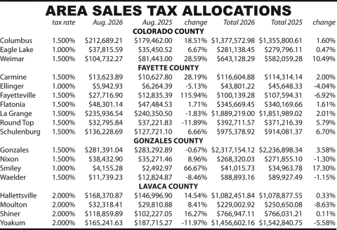 Area Sales Tax Allocations