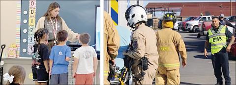 The most recent professional scholarship recipients from the Stanzel Family Foundation were (photo at left) Samantha Jones, teacher at Columbus ISD, and (photo at right, standing at right) Gary Daniels, assistant chief at Fayette County EMS.