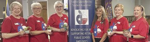 2026-27 officers are (from left) treasurer Chris Morrison, secretary Terri Wagner, president Peggy Halamicek, installing officer Melanie Mica-TRTA District 13 first vice president, second vice president Marian Tajchman and first vice president Lisa Slinkard.