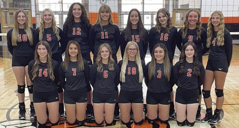 Kneeling, from left: Gracie Burton, Chesney Barton, Laynie Nichols, Heaven Hrachovy, Kelly Netro, and Cheyenne Henneke. Standing, from left: Kaylee Beyer, Angel Davis, Grace Schramek, Chayse Deagen, Kenna Oliver, Alana Herzik, Mikayla Otto, and Clara Magliolo.